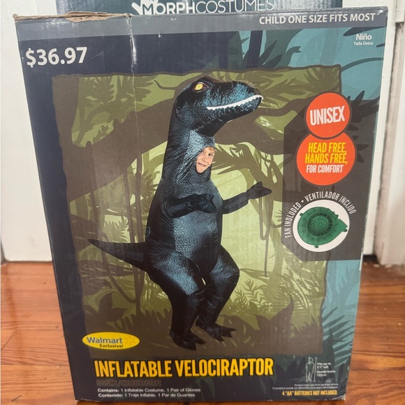 Inflatable Velociraptor Kids Costume - Black - Picture 1 of 3